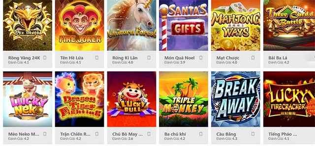 Hàng loạt trò chơi slot game ấn tượng