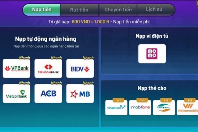 Nhiều chế độ thanh toán đơn giản tại nhà cái