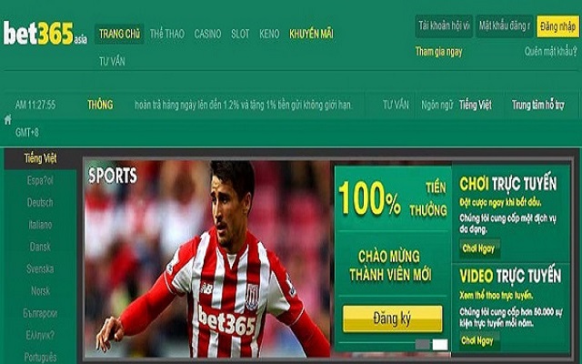 Các sản phẩm cược hiện có tại Bet365