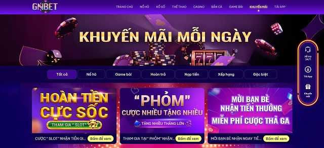 GNBET hỗ trợ đa dạng chương trình khuyến mãi hấp dẫn