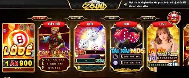 Kho trò chơi đặc sắc tại cổng game Zo88