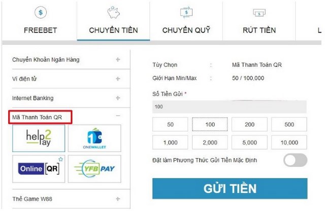 Nhà cái cung cấp nhiều hình thức thanh toán